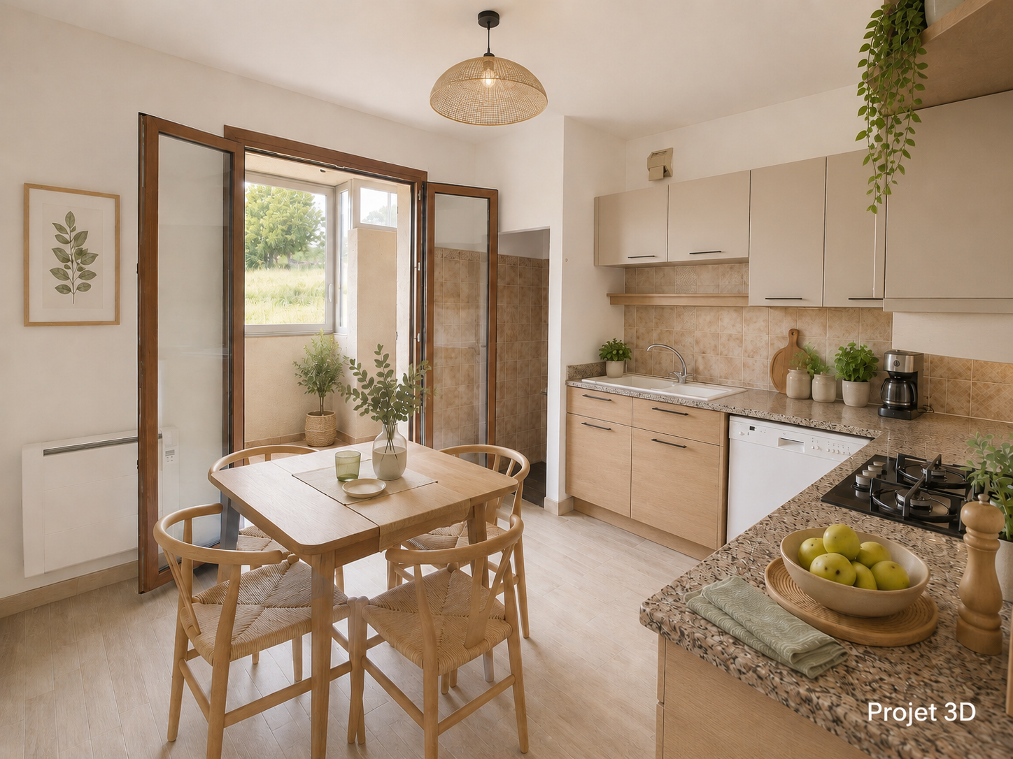 Projet 3D cuisine appart à vendre ajaccio