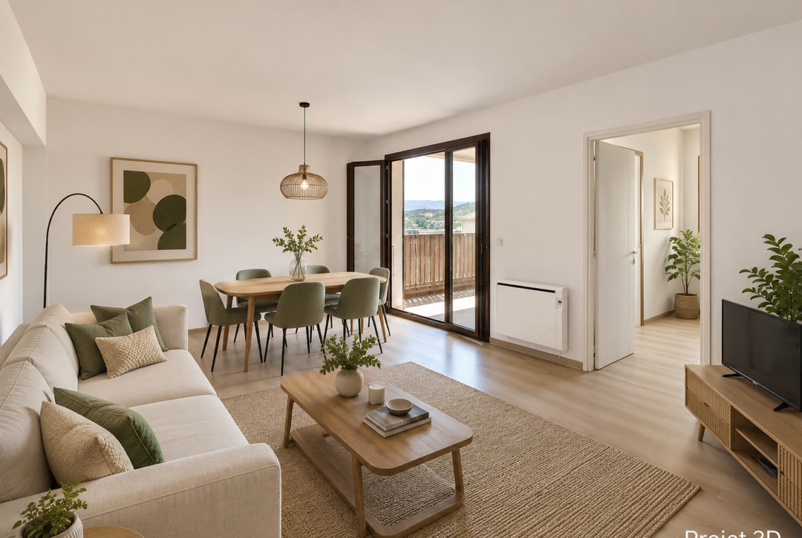 Projet 3D séjour appartement à vendre Ajaccio