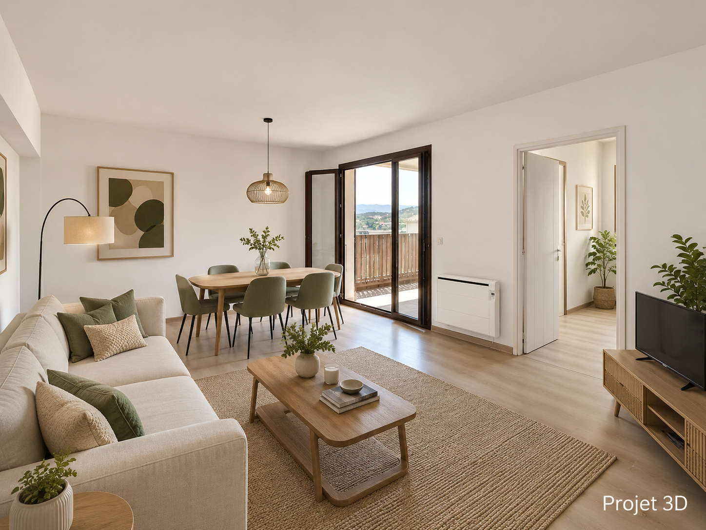 Projet 3D séjour appartement à vendre Ajaccio