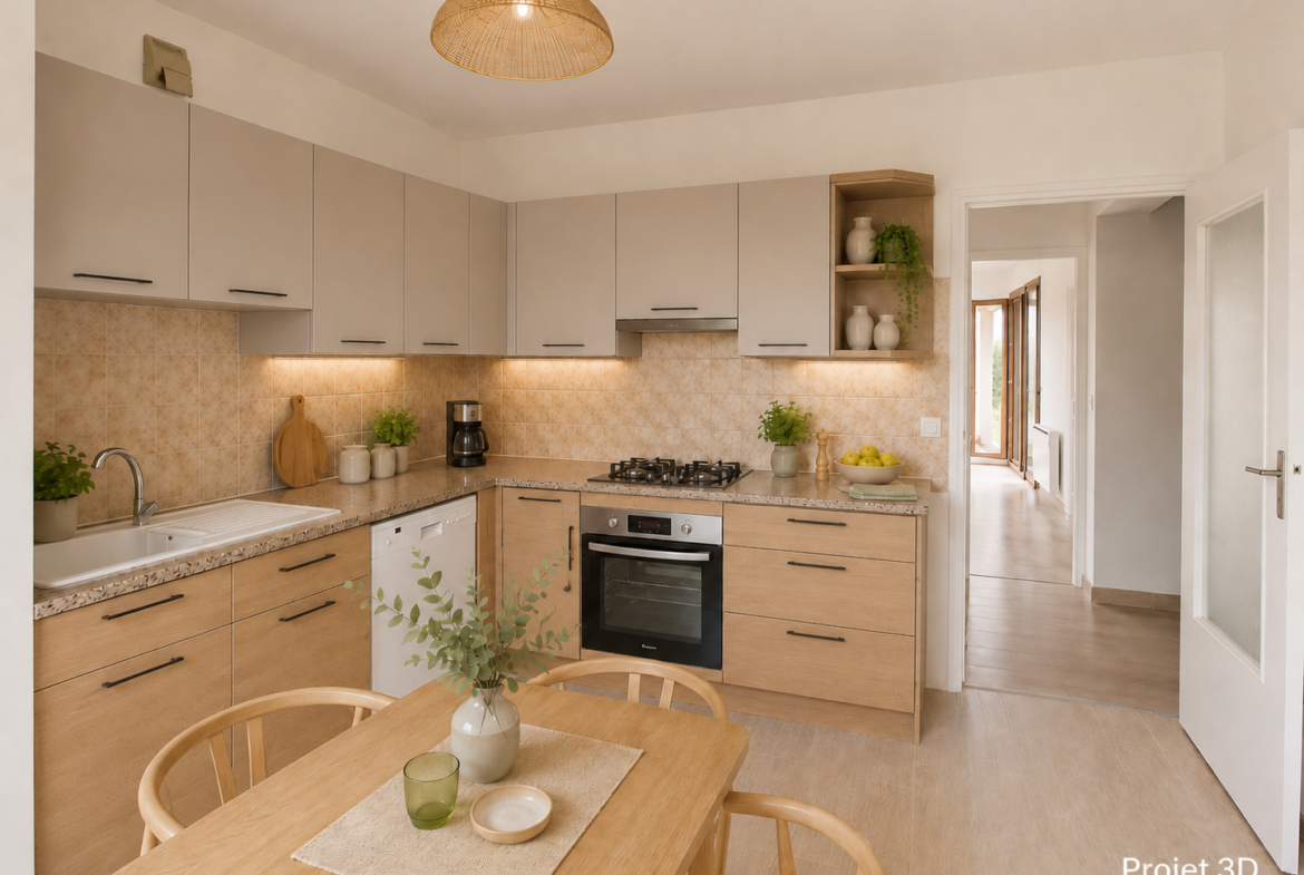 projet 3D cuisine appartement à vendre Mezzavia