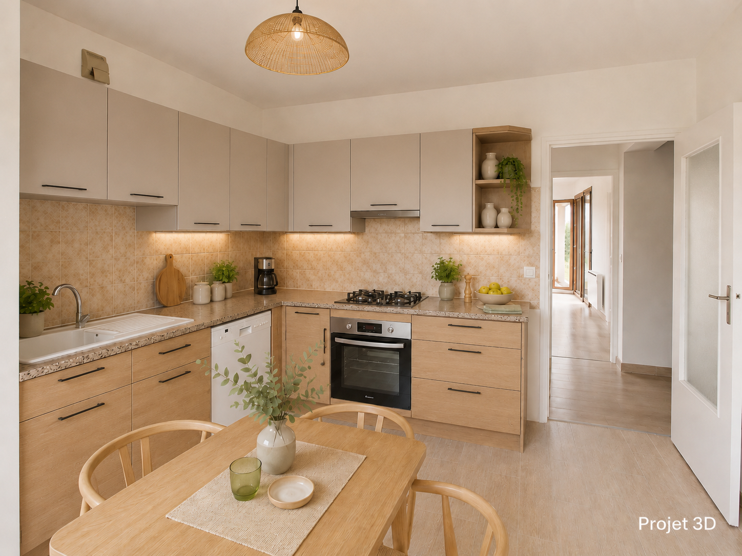projet 3D cuisine appartement à vendre Mezzavia